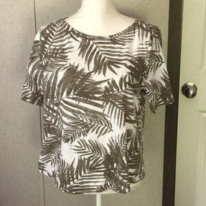 Chico’s Leaf Print Women's Top - Brown and White